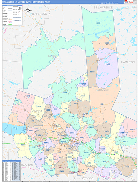 Utica-Rome Metro Area Wall Map